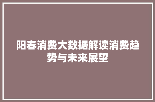 阳春消费大数据解读消费趋势与未来展望