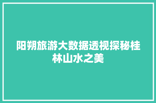 阳朔旅游大数据透视探秘桂林山水之美