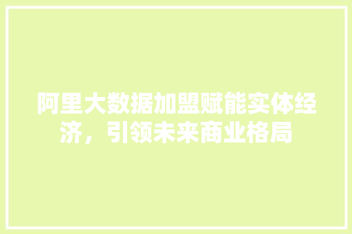 阿里大数据加盟赋能实体经济，引领未来商业格局  第1张
