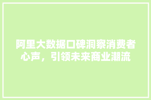 阿里大数据口碑洞察消费者心声，引领未来商业潮流  第1张