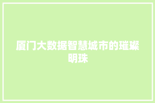 厦门大数据智慧城市的璀璨明珠  第1张