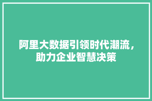 阿里大数据引领时代潮流，助力企业智慧决策  第1张