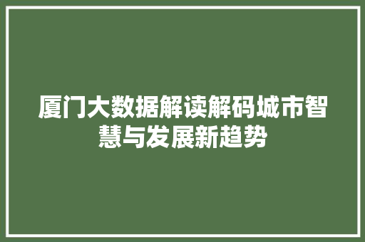 厦门大数据解读解码城市智慧与发展新趋势  第1张