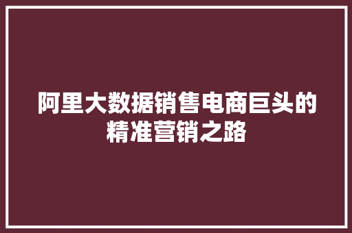 阿里大数据销售电商巨头的精准营销之路  第1张