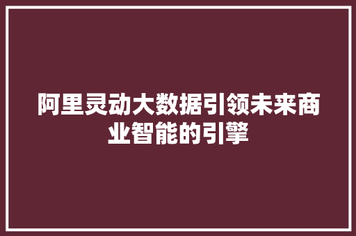 阿里灵动大数据引领未来商业智能的引擎