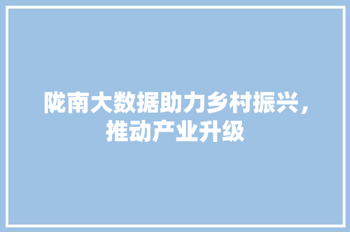 陇南大数据助力乡村振兴，推动产业升级  第1张