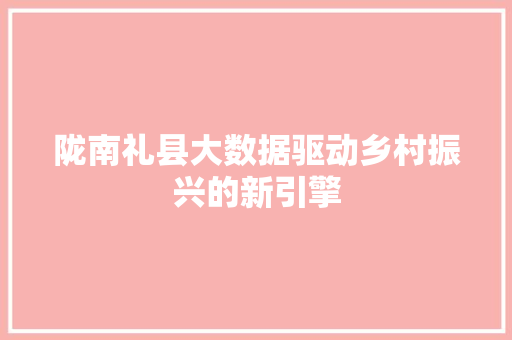 陇南礼县大数据驱动乡村振兴的新引擎