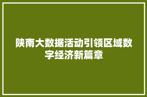 陕南大数据活动引领区域数字经济新篇章