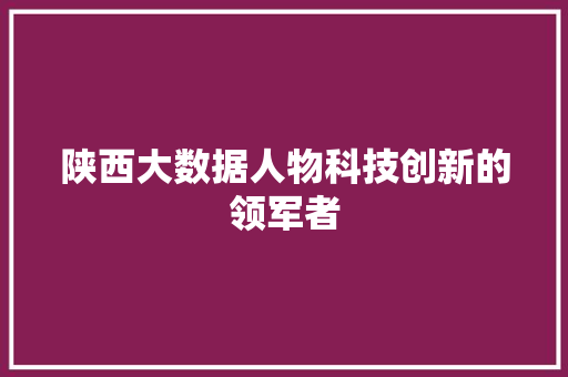 陕西大数据人物科技创新的领军者  第1张
