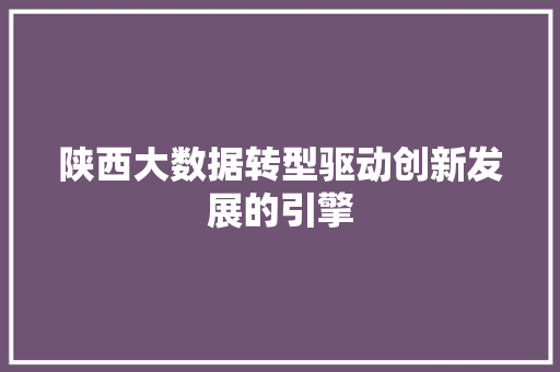 陕西大数据转型驱动创新发展的引擎