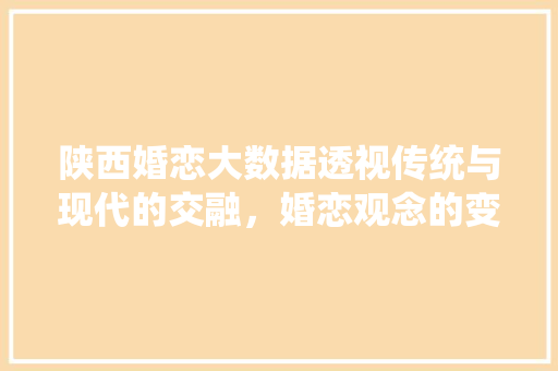 陕西婚恋大数据透视传统与现代的交融，婚恋观念的变迁