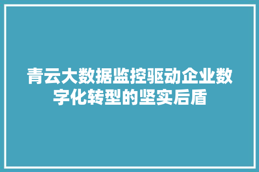 青云大数据监控驱动企业数字化转型的坚实后盾  第1张