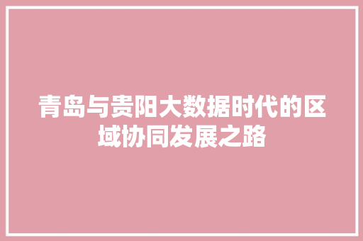 青岛与贵阳大数据时代的区域协同发展之路