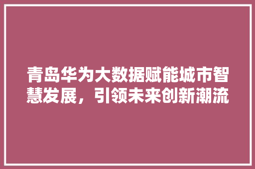 青岛华为大数据赋能城市智慧发展，引领未来创新潮流