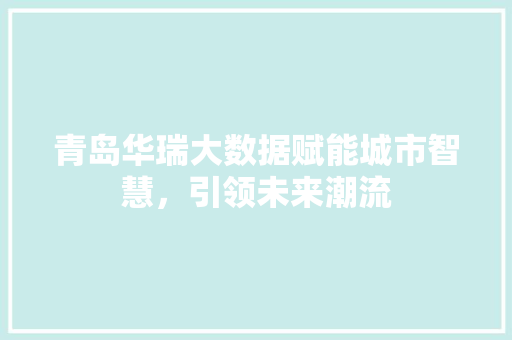 青岛华瑞大数据赋能城市智慧，引领未来潮流