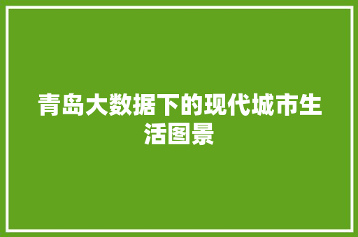 青岛大数据下的现代城市生活图景  第1张