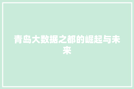 青岛大数据之都的崛起与未来  第1张