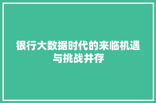 银行大数据时代的来临机遇与挑战并存  第1张