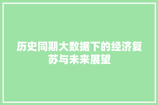历史同期大数据下的经济复苏与未来展望