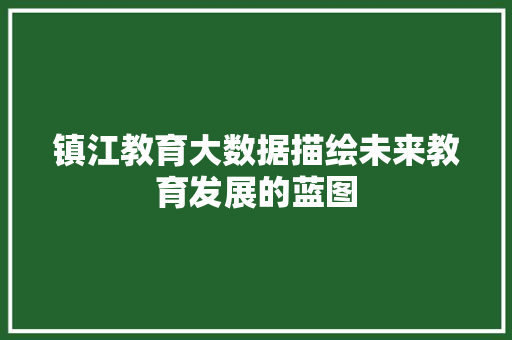 镇江教育大数据描绘未来教育发展的蓝图