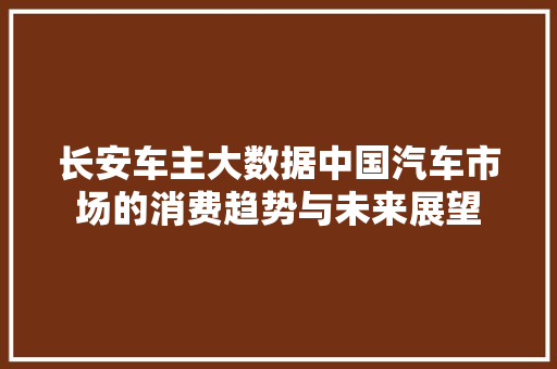 长安车主大数据中国汽车市场的消费趋势与未来展望