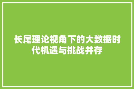 长尾理论视角下的大数据时代机遇与挑战并存