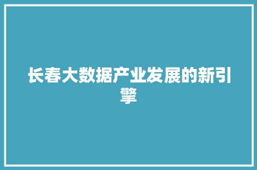 长春大数据产业发展的新引擎  第1张