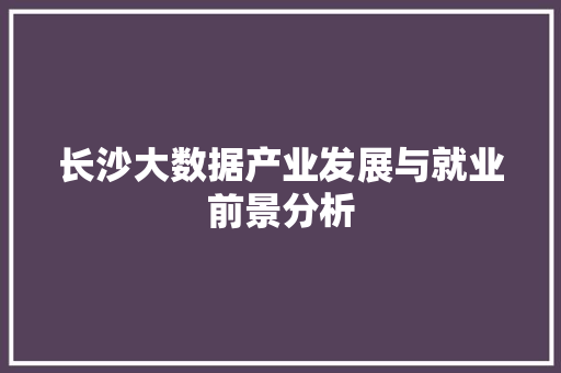 长沙大数据产业发展与就业前景分析  第1张