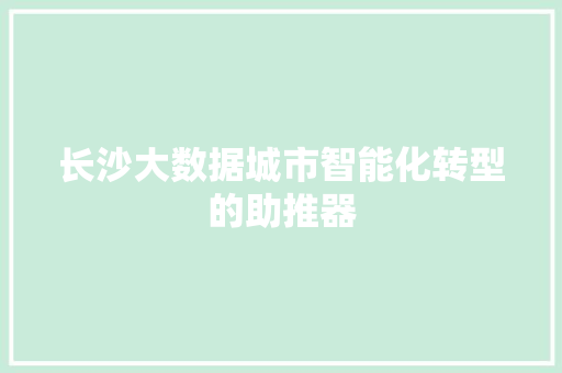长沙大数据城市智能化转型的助推器  第1张