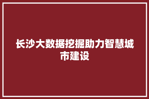 长沙大数据挖掘助力智慧城市建设