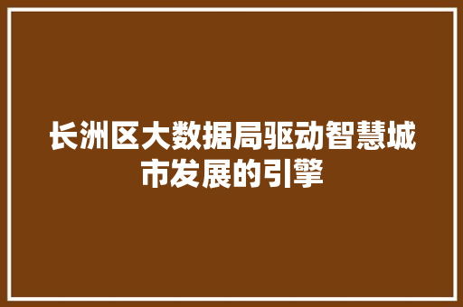 长洲区大数据局驱动智慧城市发展的引擎