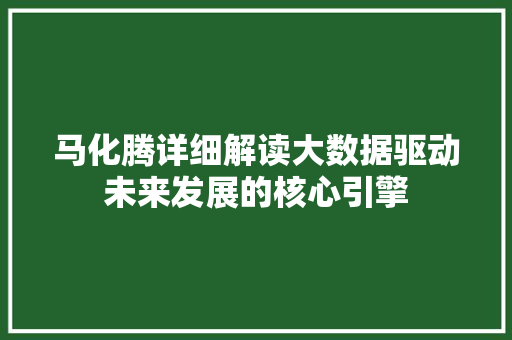 马化腾详细解读大数据驱动未来发展的核心引擎