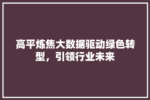 高平炼焦大数据驱动绿色转型，引领行业未来