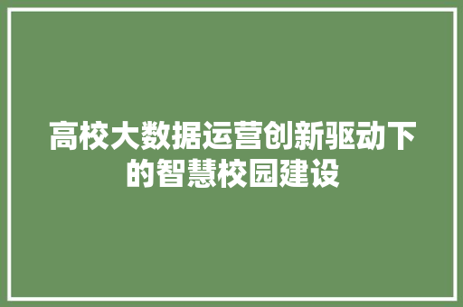 高校大数据运营创新驱动下的智慧校园建设  第1张