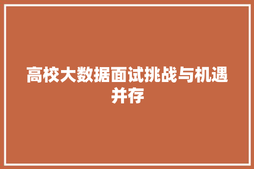 高校大数据面试挑战与机遇并存  第1张