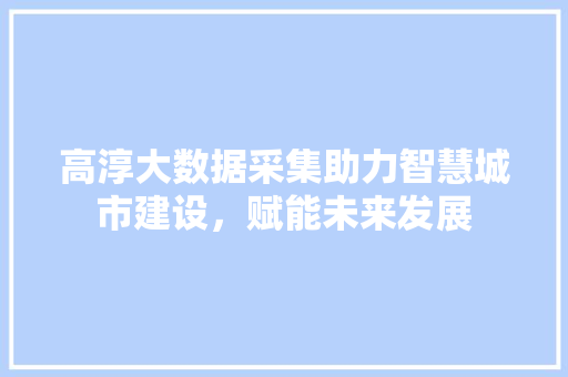 高淳大数据采集助力智慧城市建设，赋能未来发展