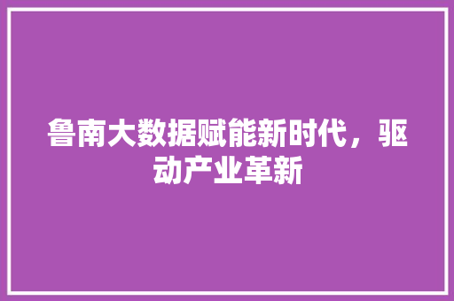 鲁南大数据赋能新时代，驱动产业革新
