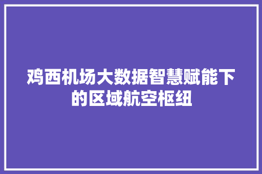 鸡西机场大数据智慧赋能下的区域航空枢纽