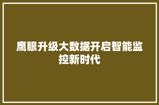 鹰眼升级大数据开启智能监控新时代