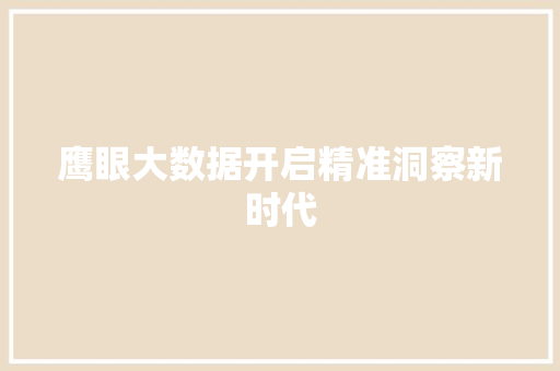 鹰眼大数据开启精准洞察新时代