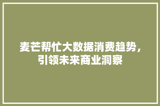 麦芒帮忙大数据消费趋势，引领未来商业洞察