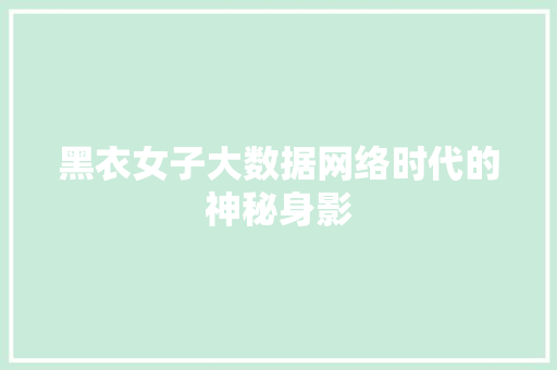 黑衣女子大数据网络时代的神秘身影