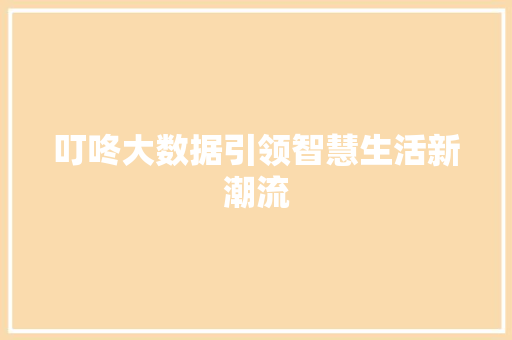 叮咚大数据引领智慧生活新潮流