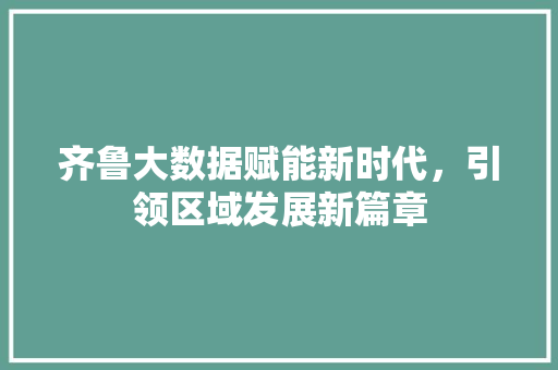 齐鲁大数据赋能新时代，引领区域发展新篇章