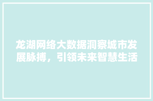 龙湖网络大数据洞察城市发展脉搏，引领未来智慧生活