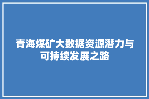 青海煤矿大数据资源潜力与可持续发展之路