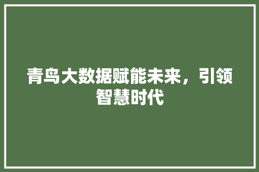 青鸟大数据赋能未来，引领智慧时代  第1张