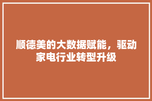 顺德美的大数据赋能，驱动家电行业转型升级