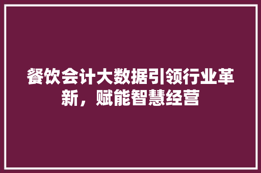 餐饮会计大数据引领行业革新，赋能智慧经营  第1张