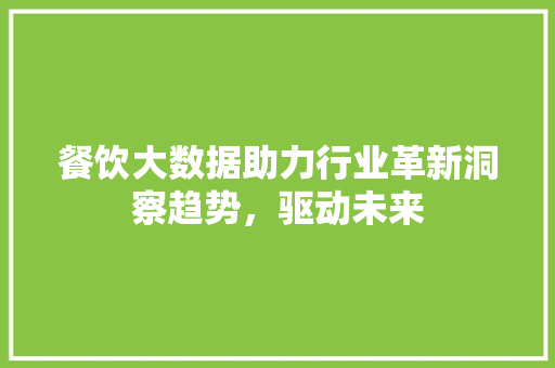 餐饮大数据助力行业革新洞察趋势，驱动未来  第1张